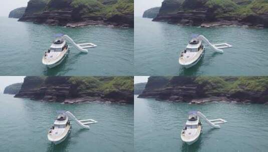 无人机拍摄 游艇 摩托艇 海上冲浪  滑板高清在线视频素材下载
