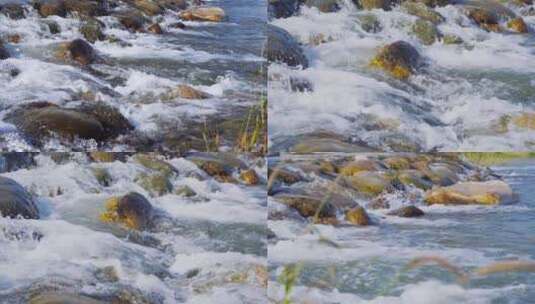 自然山水山涧溪流岩石小瀑布4K高清在线视频素材下载