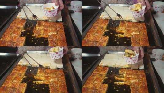 湖南长沙街头特色小吃美食臭豆腐高清在线视频素材下载