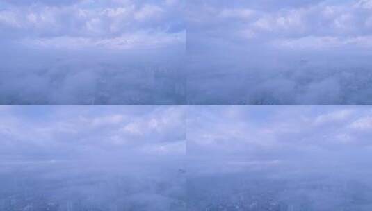广州城市建筑群与云海云雾缭绕唯美风光航拍高清在线视频素材下载