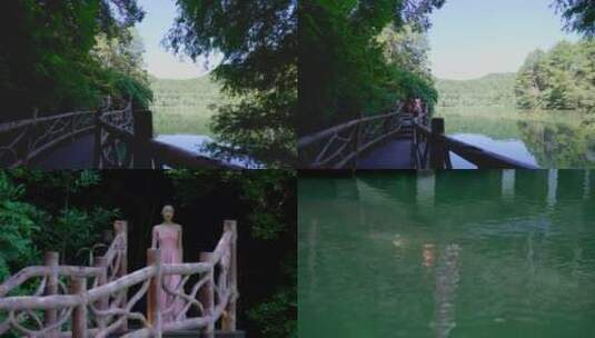 美女游玩湖边享受大自然3高清在线视频素材下载