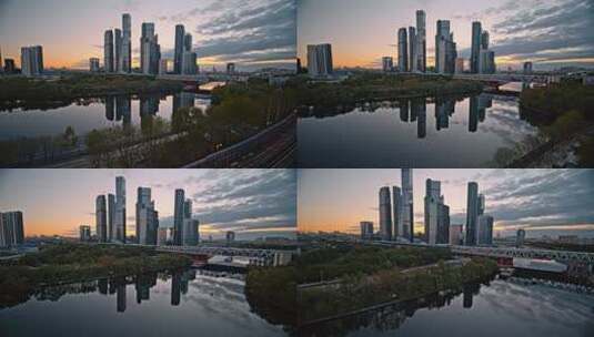 莫斯科城市高楼大厦航拍高清在线视频素材下载