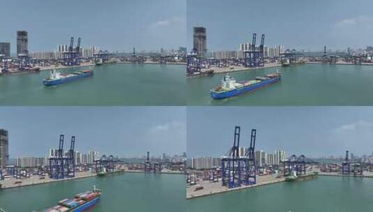 海口港航拍高清在线视频素材下载