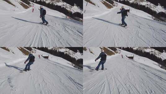 女孩在阿尔卑斯山滑雪高清在线视频素材下载