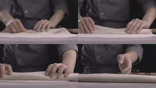 4K厨师折叠面团特写高清在线视频素材下载