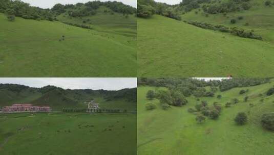 关山牧场草原度假区风景风光航拍高清在线视频素材下载