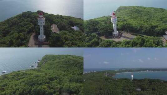 涠洲岛灯塔海边风浪海浪风景高清在线视频素材下载