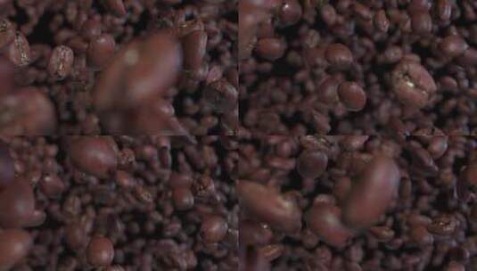 咖啡美食唯美饮料咖啡豆咖啡落下高速4K高清在线视频素材下载