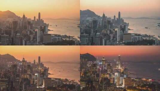 香港宝马山日落夜景光影变化高清在线视频素材下载