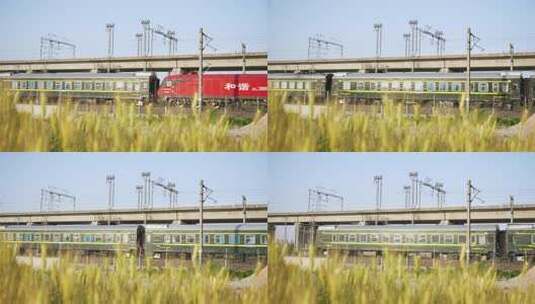 和谐号高铁动车火车经过城市高清在线视频素材下载