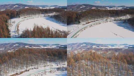 4k航拍雪后的山林高清在线视频素材下载