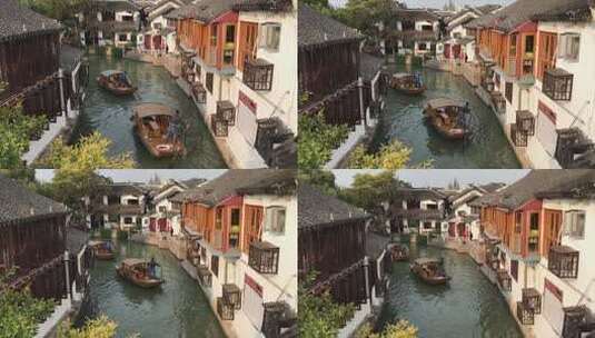 中国古代水乡游船高清在线视频素材下载