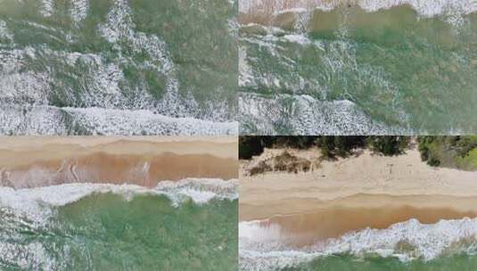 俯瞰海边沙滩海滩海浪高清在线视频素材下载