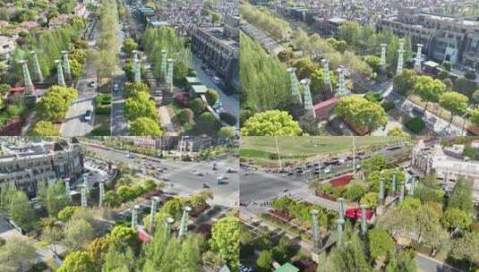花桥镇枫渡酒店与绿地大道路口环绕高清在线视频素材下载