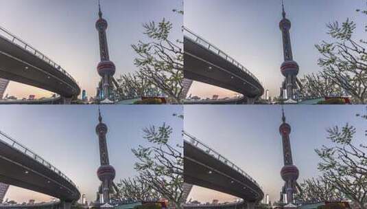 上海东方明珠傍晚光线变化延时4K高清在线视频素材下载