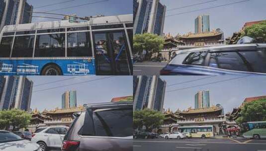 上海静安寺车流延时摄影4K高清在线视频素材下载