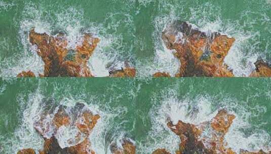 大海海浪拍打礁石高清在线视频素材下载