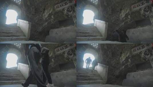 h考察人员探索奇石洞窟高清在线视频素材下载
