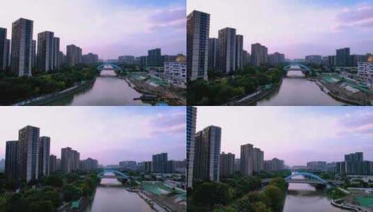 航拍杭州京杭大运河视频高清在线视频素材下载