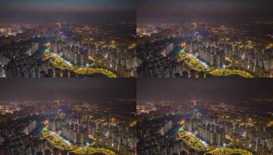 成都市温江区时光公园夜景高清在线视频素材下载