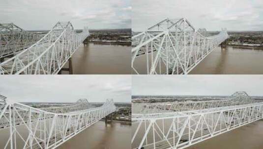 承载美国84号和425号公路横跨密西西比河的双悬臂桥。Natchez-Vidalia Brid高清在线视频素材下载