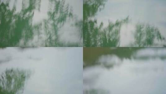 唯美天空树叶水波纹倒影水中湖面树影4k超清高清在线视频素材下载
