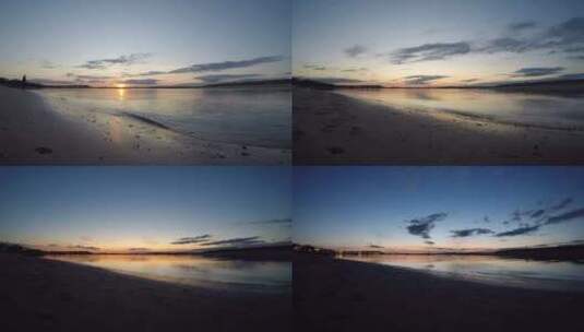 海滩美丽日落时间流逝高清在线视频素材下载