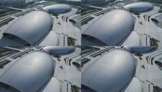 杭州奥体博览城体育场馆建筑航拍高清在线视频素材下载