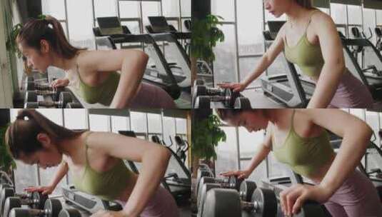 女孩健身房锻炼身体高清在线视频素材下载