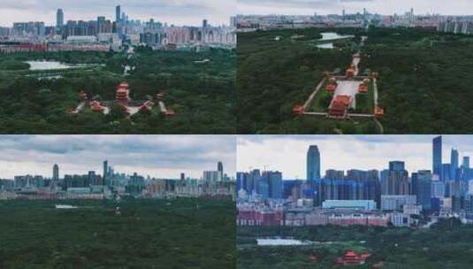 辽宁沈阳北陵公园城市航拍风景高清在线视频素材下载