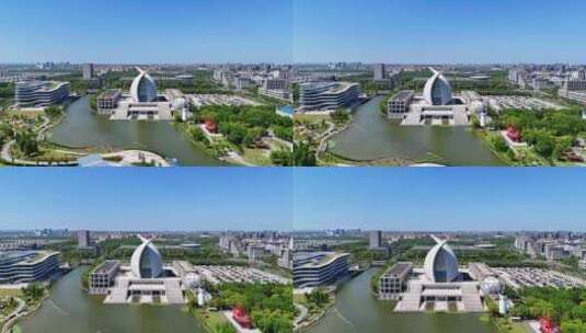 航拍上海临港新城 上海航海博物馆高清在线视频素材下载