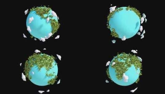 阿尔法环上的3D旋转绿色星球高清在线视频素材下载