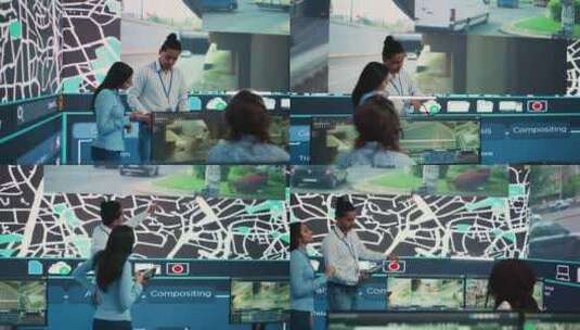 印度主管检查卫星地图上的交通路线高清在线视频素材下载