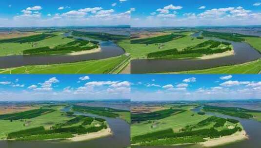 中国辽宁辽河绿色生态航拍延时高清在线视频素材下载