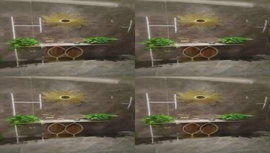 室内装饰精美玄关桌与墙上太阳镜高清在线视频素材下载
