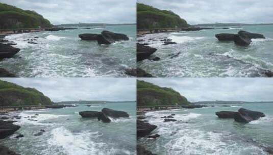 广西北海涠洲岛大海南岸鳄鱼山旅游旅行高清在线视频素材下载