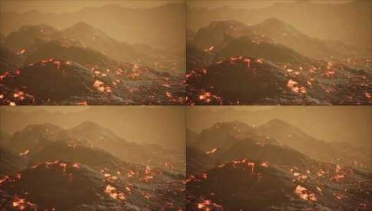 活火山的熔岩场和山丘高清在线视频素材下载