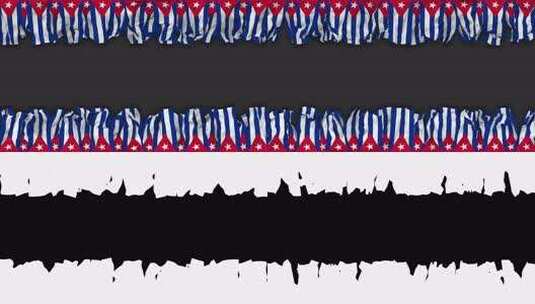 古巴国旗悬挂横幅无缝循环，带有凹凸和素色高清在线视频素材下载