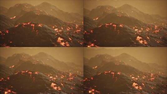 活火山的熔岩场和山丘高清在线视频素材下载