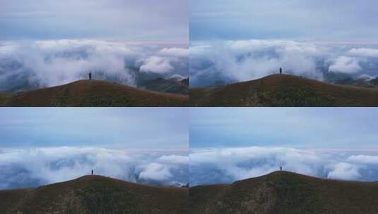 登山爬山徒步一个人的旅行背包客高清在线视频素材下载