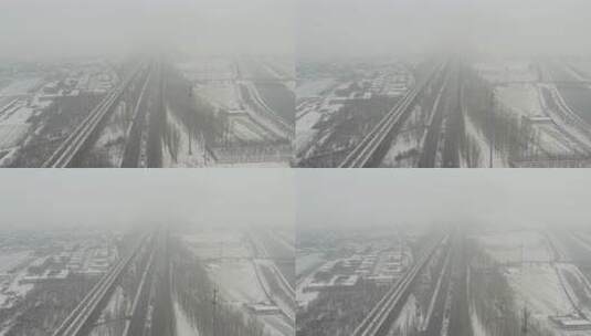 航拍雪景公路高清在线视频素材下载