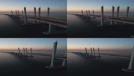 青岛胶州湾跨海大桥航拍风光高清在线视频素材下载