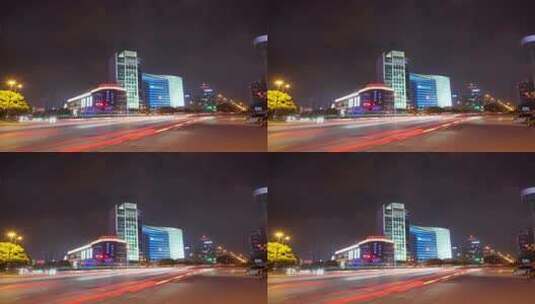 上海城市延时 夜景 车流高清在线视频素材下载