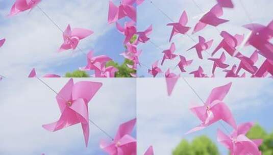 夏天风车在蓝天下随风转动空镜高清在线视频素材下载