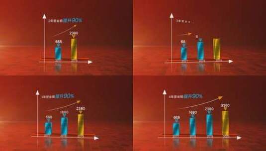 红色党建党政柱状图数据图表ae模板高清AE视频素材下载