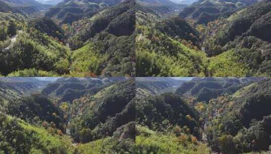 浙江绍兴诸暨五泄风景区秋色大景航拍高清在线视频素材下载