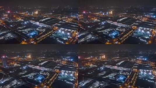 广州_广州南站_全景环绕夜景延时航拍4K高清在线视频素材下载