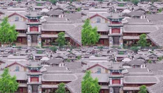 丽江古城复古青瓦建筑高清航拍素材高清在线视频素材下载