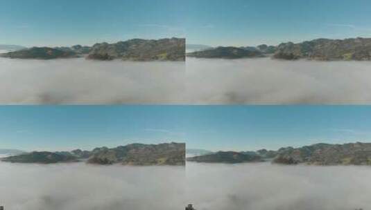 浓雾覆盖的山谷航拍高清在线视频素材下载