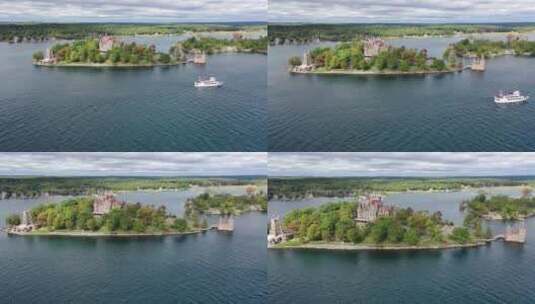 航拍有城堡的岛屿高清在线视频素材下载